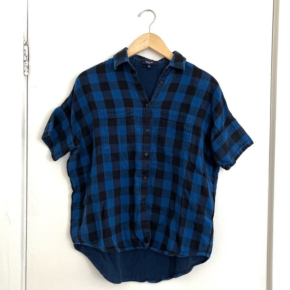 Madewell Cotton Courier Blue Buffalo Check Button Down Shirt XS